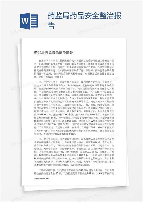 药监局药品安全整治报告word模板下载编号pgbpkmzj熊猫办公