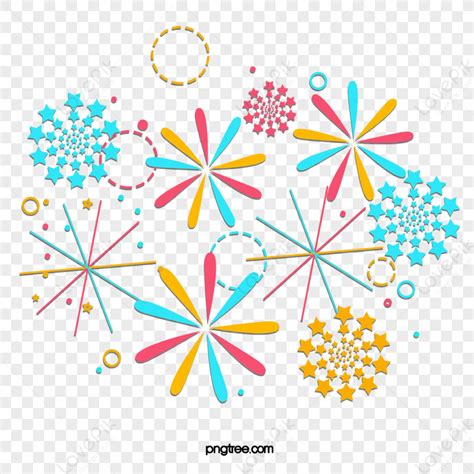 Fireworks Bloom On Celebration Day,decoration Drawing,hand Drawn Color,printing Chart PNG ...