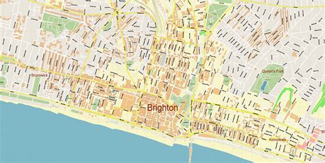 Brighton England UK PDF Vector Map: City Plan High Detailed Street Map ...