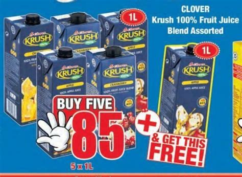 Clover Krush 100 Fruit Juice Blend Assorted 5x1l Offer At Boxer