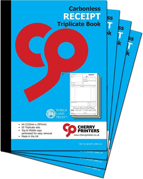 Cherry Carbonless NCR Receipt Book Triplicate A4 297 X 210