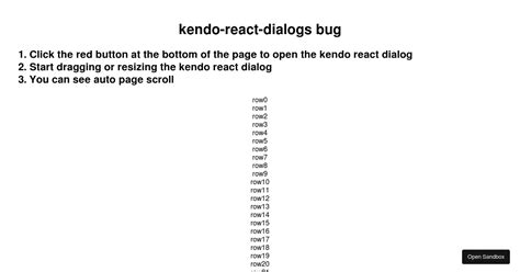 Kendo React Dialogs Bug Codesandbox