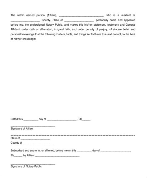 Free Sample Sworn Affidavit Form 2022