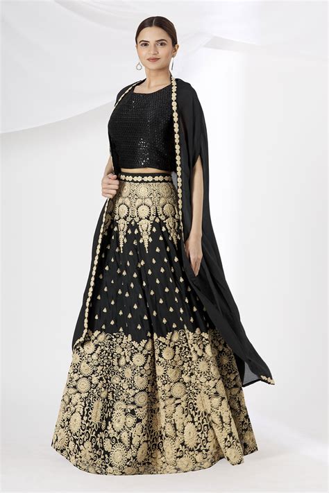 Buy Embroidered Cape Lehenga Set By Naintara Bajaj At Aza Fashions