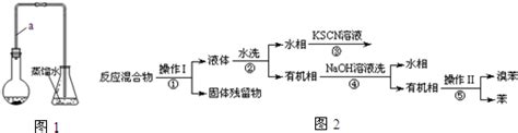 某小组同学利用图1装置制备溴苯并探究该反应原理．Ⅰ．制备溴苯1装置中长导管a的作用是冷凝回流导出气体．2本实验所获得的溴苯为褐色