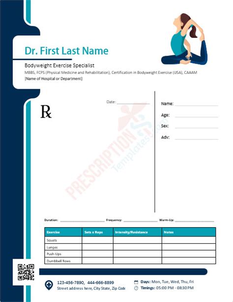 Exercise Prescription Templates For Sprots Physicians