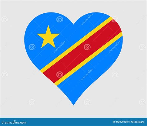 Congo Kinshasa Heart Flag Dr Congo Drc Droc Love Shape Country