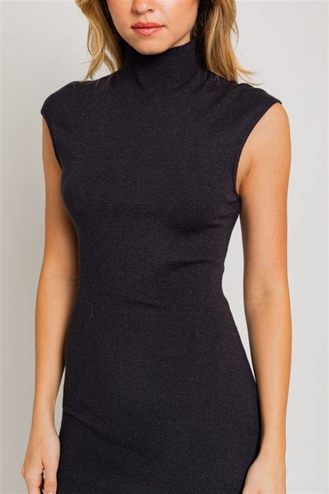 Noir Love Affair Mock Neck Sweater Dress Nostalchicks