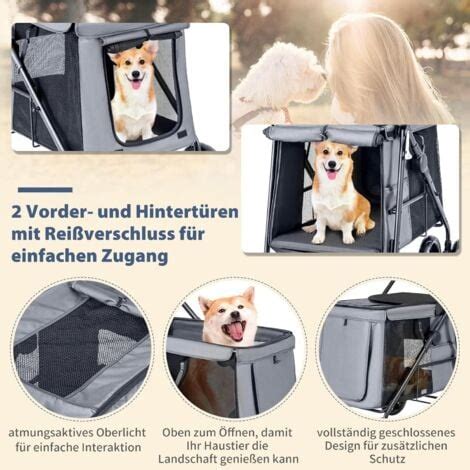 Costway Hundewagen Hundebuggy Klappbar Bis Kg Hundetrolley Mit