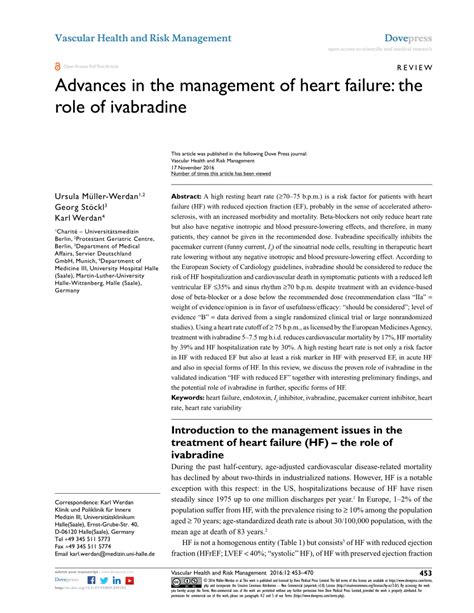 Pdf Advances In The Management Of Heart Failure The Role Of Ivabradine