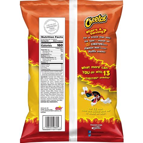 Flamin Hot Cheetos Puffs Nutrition Facts - Bios Pics