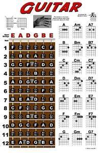 Mandola Chord Fretboard Instructional Chart Poster