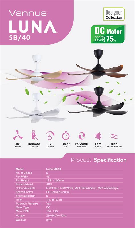 Tampoi Lighting Ceiling Fans Alpha Vannus Luna B Inch Dc