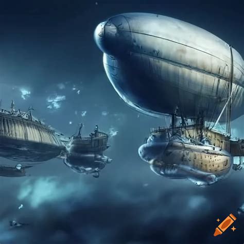 Futuristic Steampunk Airships In The Sky On Craiyon