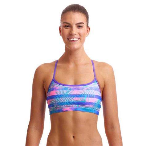 Funkita Top Bikini Swim Crop Pastel Palm Azul Swiminn