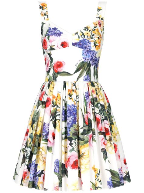 Dolce Gabbana Garden Print Bustier Minidress Neutrals Farfetch