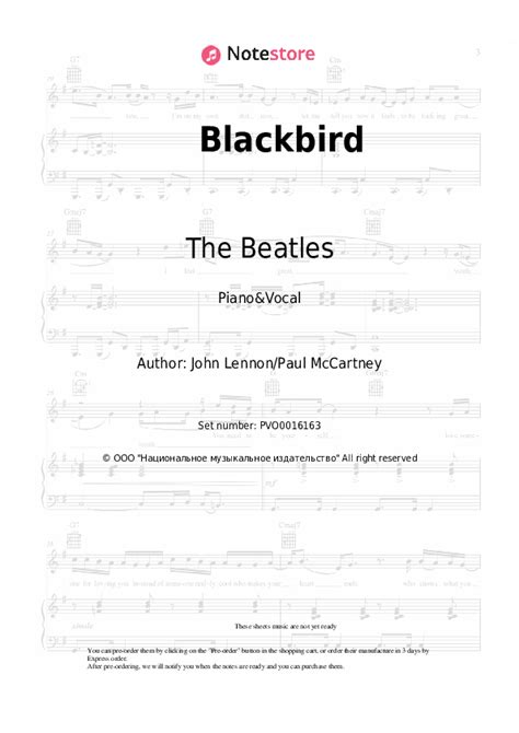 Blackbird Piano Sheet Music And Voice The Beatles In Note