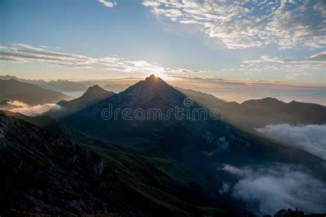 Dawn in the mountains stock image. Image of vivid, sunrise - 124979579