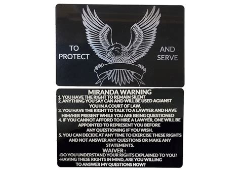 Set Of 5 Custom Metal Miranda Warning Cards For Us Law Enforcement