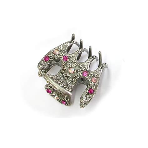 Pince Crabe Cheveux M Tal Vieilli Et Strass Rose Rc