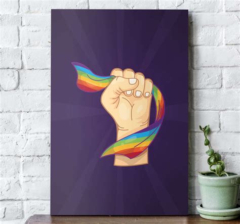 Cuadro Para Casa Puño Fuerte Y Bandera Lgbt Tenvinilo