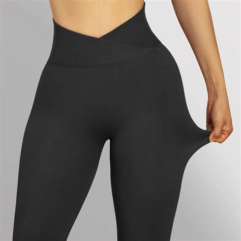 Seamless Cross Cintura Leggings Para Mulheres Butt Lift Workout Cal As