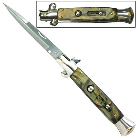 Switchblade Stiletto, Silver Agate, 9.5 inches