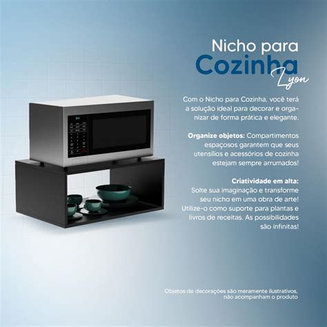 Nicho para Micro ondas Forno Elétrico Cozinha Preto 60cm