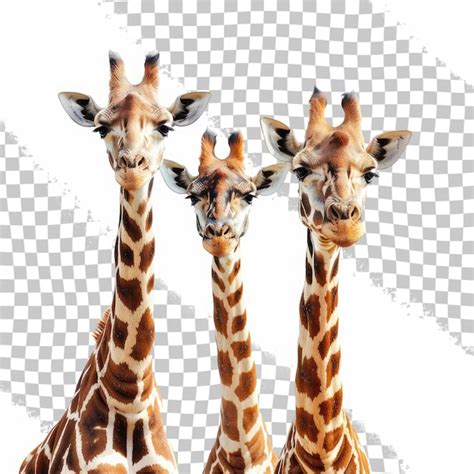 Premium PSD Three Giraffes Are Standing In Front Of A White Background