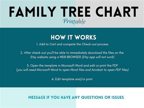 Blank Family Tree Chart Template, Pdf Print File, Family History ...