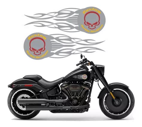 Par Adesivos Tanque Compat Vel Harley Davidson Custom Adt Cor Tanque