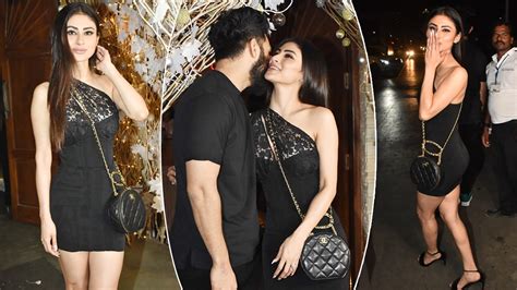 Sexy Photos Mouni Roy Gets Kiss From Husband Suraj Nambiar In Her Black Bodycon Hot Party Look