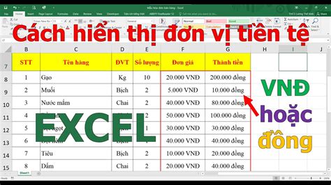 Nh D Ng Hi N Th N V Ti N T Trong Excel Hi N Th Vn Ng Trong