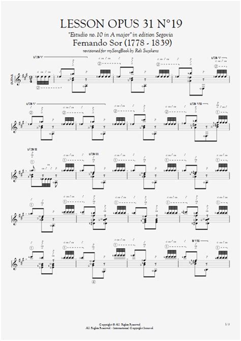 Lesson Op No Tab By Fernando Sor Guitar Pro Solo Guitar