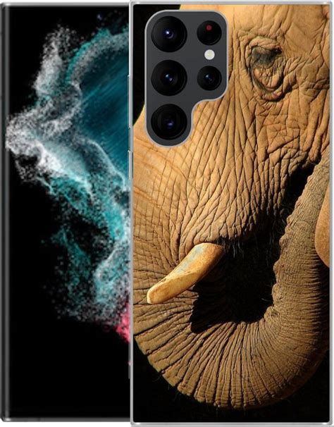 Samsung Galaxy S Ultra Hoesje Close Up Een Olifant Op Een Zwarte