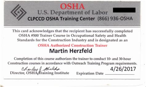 Osha 30 Card Free Template