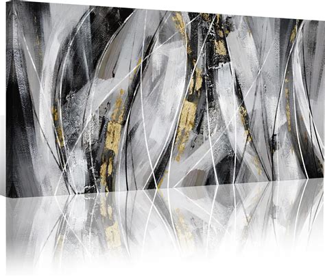 Amazon Klakla Black And Gold Abstract Wall Art Big Picture For