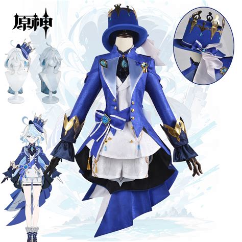 Game Genshin Impact Furina Cosplay Costume Anime Women Girls Halloween