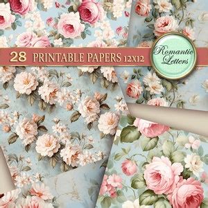 Shabby Chic Digital Scrapbooking Paper Pack Pink Floral Digital