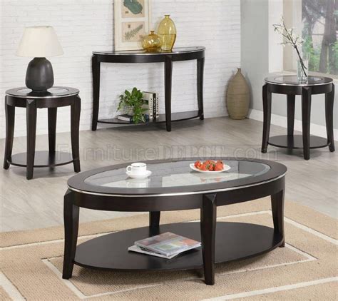 Cappuccino Finish Modern 3Pc Coffee Table Set w/Options