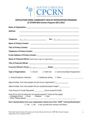 Fillable Online Cpcp Sph Sc APPLICATION FORM USC Cancer Prevention