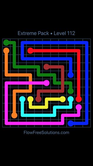 Flow Free: Bridges Extreme Pack 11 X 11 Level 112 Puzzle Solution and Answer - Flow Free Solutions