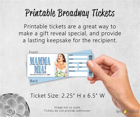 Mamma Mia Ticket Printable Surprise T Reveal Broadway Etsy Uk