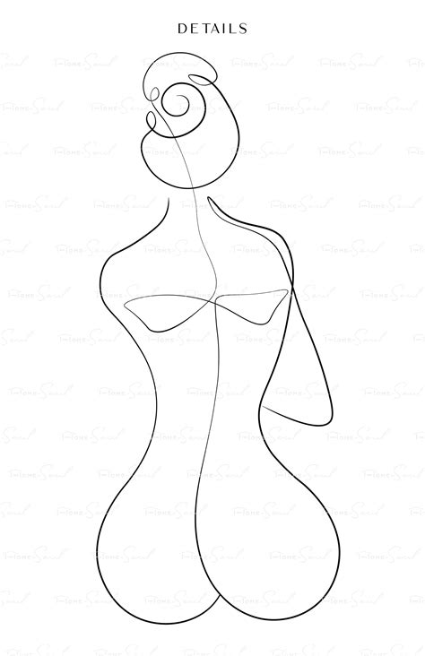 Woman One Line Drawing Female Figure Printable Wall Art Nude Etsy
