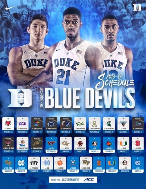 Duke Basketball Schedule 2024-25 202425 Printable - Zena Angelia