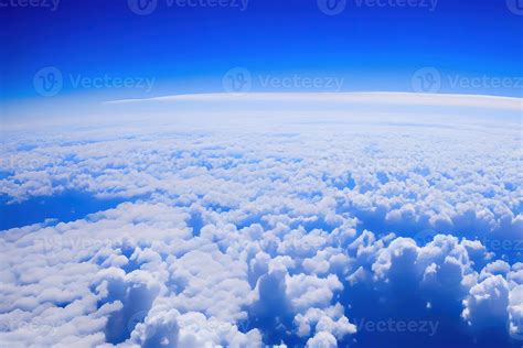 View Of The Sky Above Clouds Over The Earth Deep Blue Sky With White