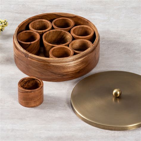 Buy Wooden Masala Box for Kitchen Online/Spice Container @Nestroots