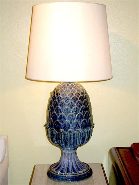 Large Glazed Ceramic Pine Cone Lamp At 1stdibs