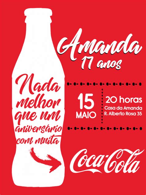 Convite aniversário Coca Cola Edite grátis nosso editor online