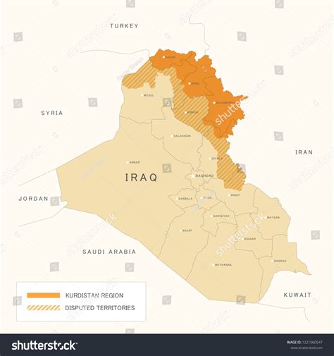 Geopolitical Map Kurdistan Region Disputed Territory Stock Vector ...